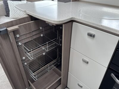 2026 Swift Conqueror 480 caravan kitchen drawers